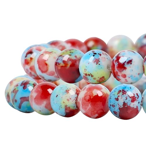 60 Stück Edelstein Perlen, 8 mm Naturstein Steinperlen, Lila Jaspis Sediment Perlen Runde Lose Perlen, Edelsteine zum Auffädeln für Armbänder Ketten Schmuckherstellung DIY - Loch: 1 mm von Teuena