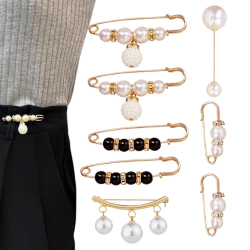 Sicherheitsnadeln Perle,Perlen-Sicherheitsnadel,Rucksackbrosche für Damen - Hosen-Taillenspanner-Sicherheitsnadeln, 8er-Set für Kleidung, Kleid, Hose, Rock, dekorative Broschen Sicherheitsnadeln Perle,Perlen-Sicherheitsnadel,Rucksackbrosche für Damen - Hosen-Taillenspanner-Sicherheitsnadeln, 8er-Set für Kleidung, Kleid, Hose, Rock, dekorative Broschen von Tewzafiya