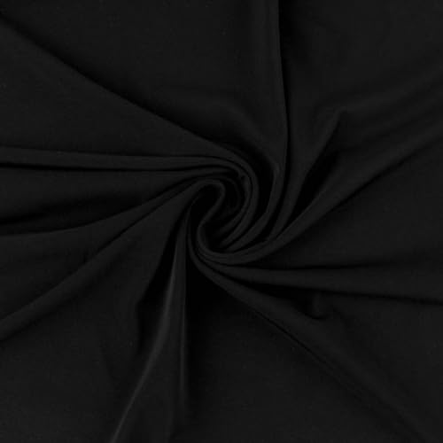 Texco Inc 800-BLACK-1 Solider Stretchstoff Massiver 4-Wege-Stretch-Venezia-Polyester-Spandex-Stoff, 200 g/m², DIY-Projekte, Bekleidungsstoff, Elastan, Schwarz, 1 Yard von Texco Inc