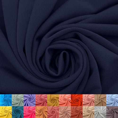 Texco 800-BLUE-DENIM-5 Solider Stretchstoff Massiver 4-Wege-Stretch-Venezia-Polyester-Spandex-Stoff, 200 g/m², DIY-Projekte, Bekleidungsstoff, Elastan, denim, 5 Yards, 5 von Texco