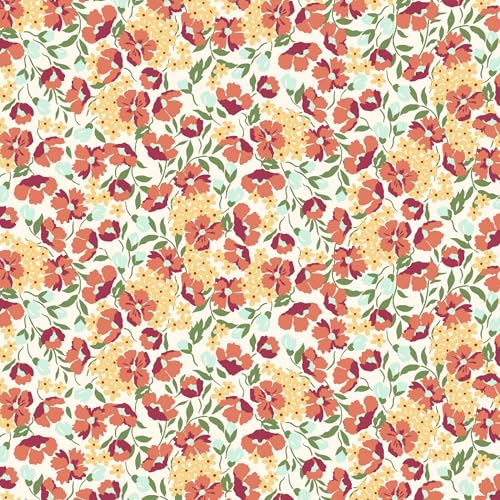 Texco Inc 144,8 cm breiter bedruckter Chiffon-Stoff, 100% Polyester, 70 g/m², leicht, knitterfrei und nicht dehnbar, für Schals, Blusen, Kleider und Heimwerker, cremefarbenes Orange, 2,7 m Texco Inc 144,8 cm breiter bedruckter Chiffon-Stoff, 100% Polyester, 70 g/m², leicht, knitterfrei und nicht dehnbar, für Schals, Blusen, Kleider und Heimwerker, cremefarbenes Orange, 2,7 m von Texco