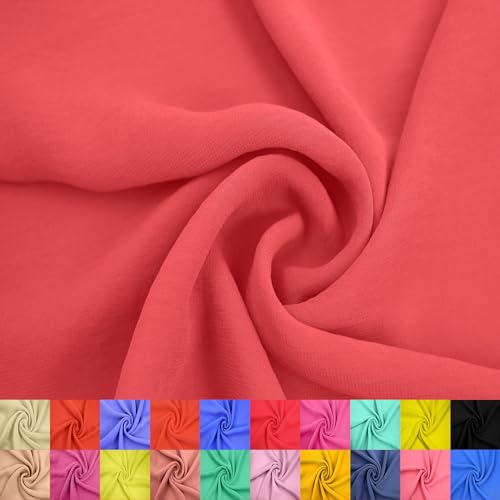 Texco Inc 147,3 cm breit, Hi Multi Chiffon, gewaschener Hof (85 g/m²), nicht gedehnter Stoff, knitterfrei, atmungsaktiv, ideal für Bekleidung, Vorhänge, Heimdekoration und Heimwerker, Korallenmuster von Texco