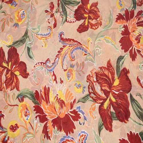 Texco Inc 147,3 cm breiter bedruckter Hi-Multi-Chiffon-gewaschener Stoff, nicht dehnbar, leicht, 85 g/m², atmungsaktiv und knitterfrei, für Bekleidung, Vorhänge und DIY-Projekte, Kamelerdrot, Orange von Texco