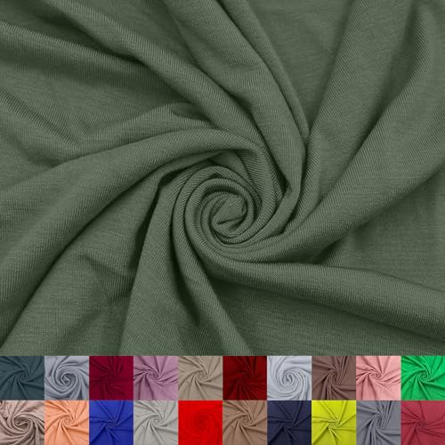 Texco Inc 152,4 cm breiter Viskose-Modal-Spandex-Jersey-Strickstoff, Meterware (225 g/m²), mittelschwer, 4-Wege-Stretch, atmungsaktive T-Shirts, Kleider, Leggings, Bekleidung und DIY, Armeegrün, 91 cm von Texco
