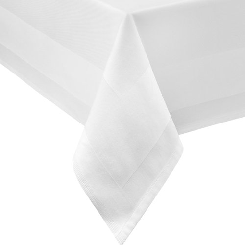 DAMAST Tischdecke ECKIG 180x180 180 x 180 cm Weiss Atlaskante 100% Baumwolle Tischwäsche Tablecloths von texpot
