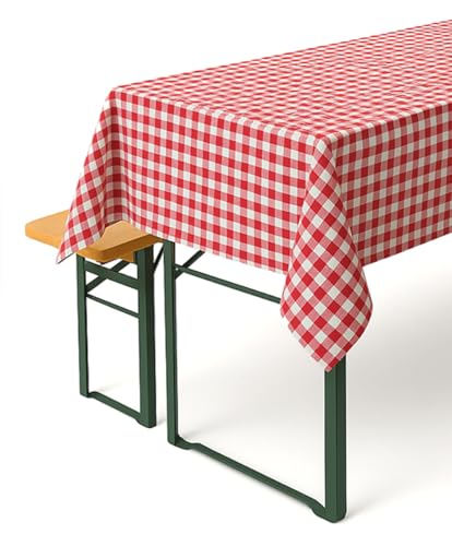 texpot Tischdecke Biertisch 90 x 260 cm rot-weiß kariert 10 mm Karo Baumwolle Landhaus Oktoberfest von texpot