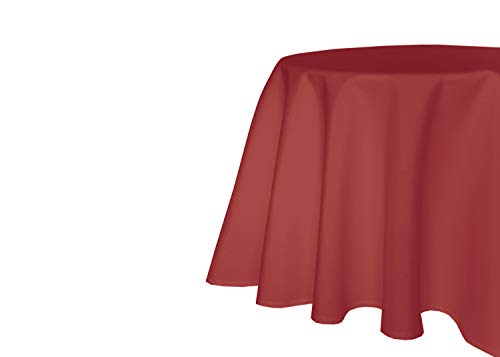 texpot Gartentischdecke Leinen Optik Lotuseffekt Stoff Fleckschutz Bügelfrei Tischdecke (180 cm rund, Rot) von Texpot