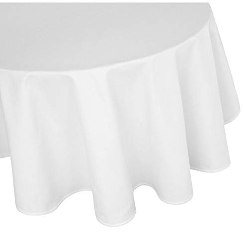 TextilDepot24 Damat Tischdecke rund 100% Baumwolle weiß Tafeltuch (160 cm rund) von TextilDepot24