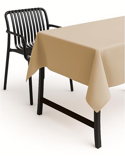 texpot Tischdecke 130 x 220 cm Sand Leinenoptik Lotuseffekt Fleckschutz Bügelfrei Tischtuch von texpot