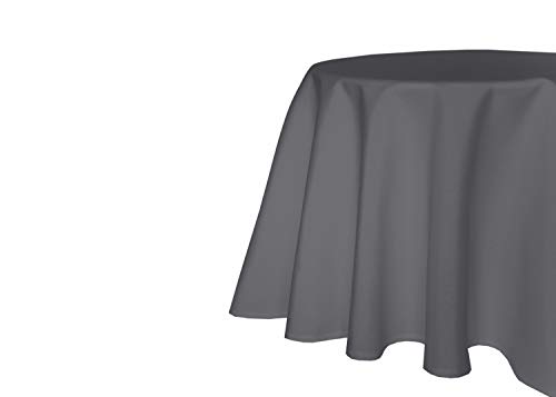 texpot Gartentischdecke 140 cm rund in Dunkelgrau mit Leinen Optik Lotuseffekt Fleckschutz Bügelfrei Tischdecke von texpot