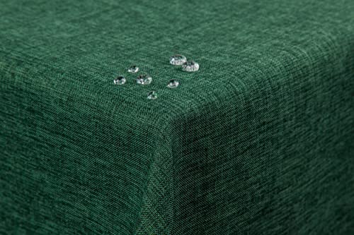 TextilDepot24 Gartentischdecke Leinen Optik Lotuseffekt Stoff Fleckschutz Bügelfrei Tischdecke (160 cm rund, Dunkelgrün) von TextilDepot24