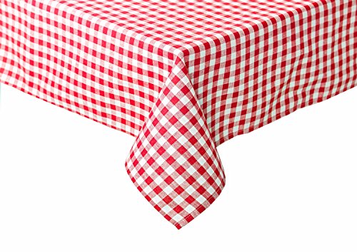 texpot Landhaus Tischdecken in 5 mm Karo 100% Baumwolle Läufer Servietten (130 x 340 cm, Rot-Weiß kariert) von texpot