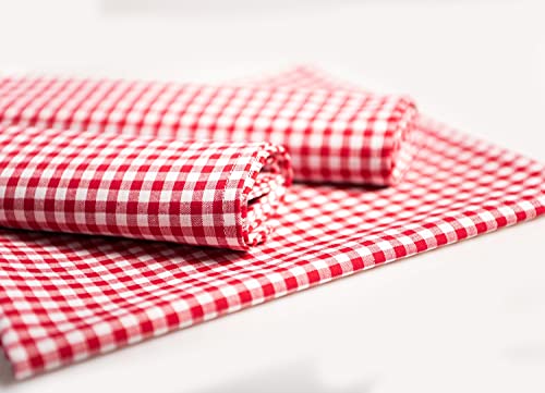 TextilDepot24 Landhaus Tischdecken in 5 mm Karo 100% Baumwolle Läufer Servietten (60 x 60 cm - 12 Stück, Rot-Weiß kariert) von texpot
