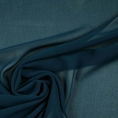 125 Farben Premium Unifarbener Chiffon Feiner Soft Georgette Sheer Dress Stoff (1 Meter, Dark Petrol Blue 6815) von Textile Plaza