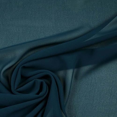 125 Farben Premium Unifarbener Chiffon Feiner Soft Georgette Sheer Dress Stoff (1 Meter, Dark Petrol Blue 6815) von Textile Plaza