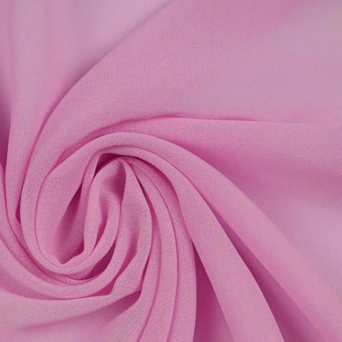 125 Farben Premium Unifarbener Chiffon Feiner Soft Georgette Sheer Dress Stoff (1 Meter, Lilac Pink 5779) von Textile Plaza
