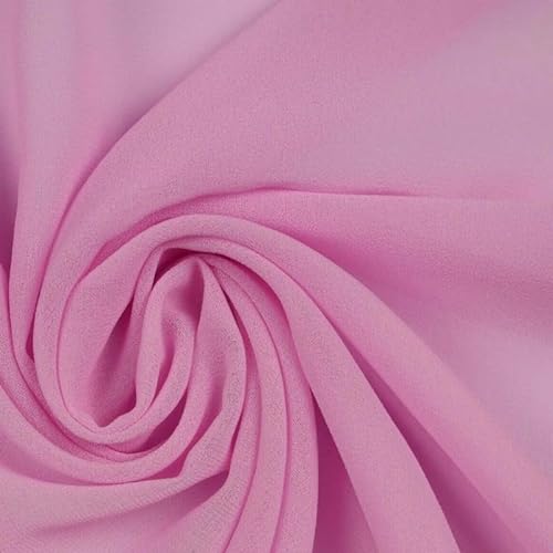 125 Farben Premium Unifarbener Chiffon Feiner Soft Georgette Sheer Dress Stoff (1 Meter, Lilac Pink 5779) von Textile Plaza