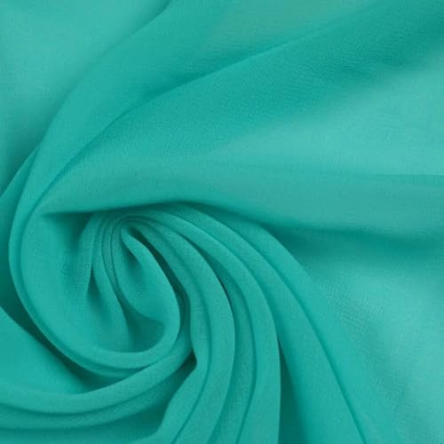 125 Farben hochwertiger einfarbiger Chiffon-Stoff aus feinem weichem Georgette-Kleid (1 Meter, Aqua 5811) von Textile Plaza