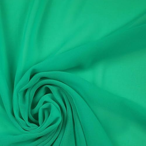 125 Farben hochwertiger einfarbiger Chiffon-Stoff aus feinem weichem Georgette-Kleid (1 Meter, Meeresgrün 6817) von Textile Plaza