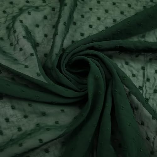 18 Farben – Schweizer Knoten Dot Dobby Sheer Georgette Chiffon-Kleiderstoff 150 cm (Probe (10 cm x 10 cm), Flaschengrün 7626) von Textile Plaza