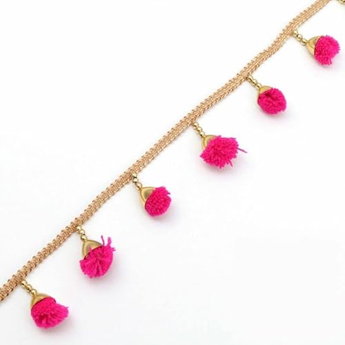 Hot Pink Pom Pom Quasten, indisch, gewebt, Goldbesatz, Bordüre, Spitze, ethnisch, 1 m, Hot Pink X261 Hot Pink Pom Pom Quasten, indisch, gewebt, Goldbesatz, Bordüre, Spitze, ethnisch, 1 m, Hot Pink X261 von Textile Plaza
