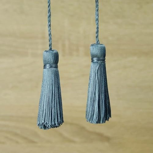 Latkans Kissen-Vorhänge aus Seide, weich, 70 Farben, 1 Paar, 2 Quasten, Blau / Grau T443 Latkans Kissen-Vorhänge aus Seide, weich, 70 Farben, 1 Paar, 2 Quasten, Blau / Grau T443 von Textile Plaza
