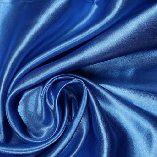 Luxuriöser, schlichter, glatter, glänzender, leichter Poly-Satin-Stoff, Futtermaterial: 147,3 cm, Kobaltblau 5667 von Textile Plaza