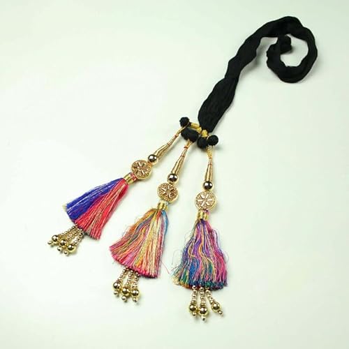 Multicolor Diamonte Parandi Paranda Indian Tassels Mehndi Jago Hair Braid (1 Stück, lebendige mehrfarbige Quasten mit schwarzem, weichem Faden, Dori PR517) von Textile Plaza