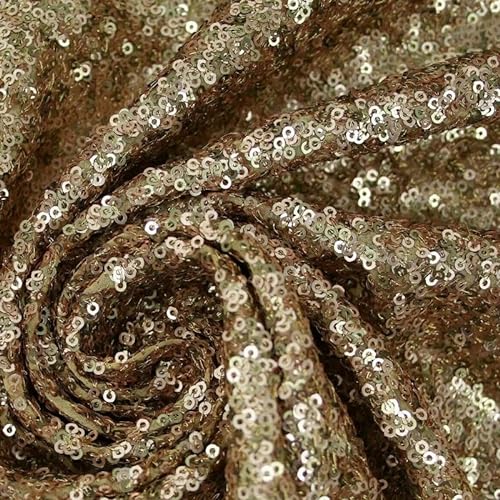 Rotgold-Kupfer, aufwendige, matte Pailletten-Georgette-Stoff, Kleidmaterial, 94 cm (Probe (10 cm x 10 cm), rotgoldene Kupfer-Pailletten auf goldener Basis 3479) von Textile Plaza