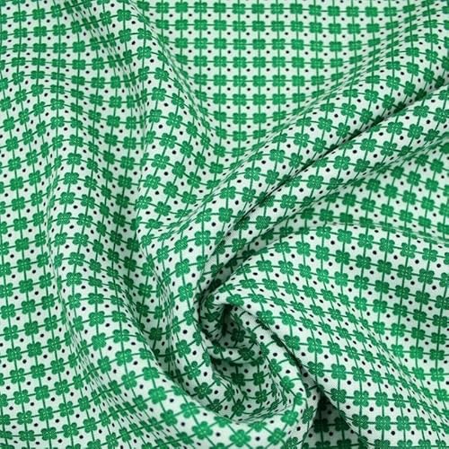 Viskose-Stoff mit 4 Blättern, St. Patrick's Dayon, bedruckt, Weiß/Grün 2609 von Textile Plaza