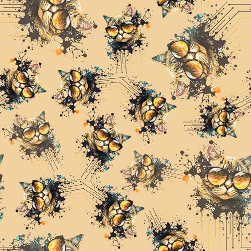 Textileo Nähstoff Baumwolle 50x160 cm | Bedruckter Baumwollstoff 135 g/m2 | Hochwertiger 100% Baumwollsatin | Für Bettwäsche, Kinderkleidung, Steppdecken, Kleidung | Cool Cats Beige Textileo Nähstoff Baumwolle 50x160 cm | Bedruckter Baumwollstoff 135 g/m2 | Hochwertiger 100% Baumwollsatin | Für Bettwäsche, Kinderkleidung, Steppdecken, Kleidung | Cool Cats Beige von Textileo