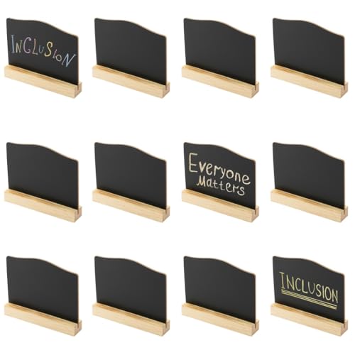 Set mit 12 Mini-Kreidetafel-Schildern, doppelseitige schwarze Kreidetafel mit Holzständer, wiederverwendbare Nachrichtenkarten für Lebensmittelbuffets, Hochzeiten, Partys und Event-Dekor Set mit 12 Mini-Kreidetafel-Schildern, doppelseitige schwarze Kreidetafel mit Holzständer, wiederverwendbare Nachrichtenkarten für Lebensmittelbuffets, Hochzeiten, Partys und Event-Dekor von Texvora