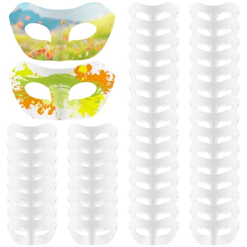 Texvora 48 Stück weiße DIY-Papiermasken für Erwachsene und Jugendliche, blanko, Halbgesichtskunstmasken zum Malen, Karneval, Halloween, Partys, Karnevals-Bastelveranstaltungen Texvora 48 Stück weiße DIY-Papiermasken für Erwachsene und Jugendliche, blanko, Halbgesichtskunstmasken zum Malen, Karneval, Halloween, Partys, Karnevals-Bastelveranstaltungen von Texvora