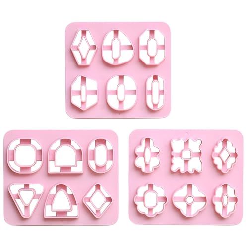 Texvora Modelliermassen-Ausstechformen für Ohrringe, Blumen- und geometrische Designs, ideal für DIY-Projekte, leichter Kunststoff, 3 Stück von Texvora