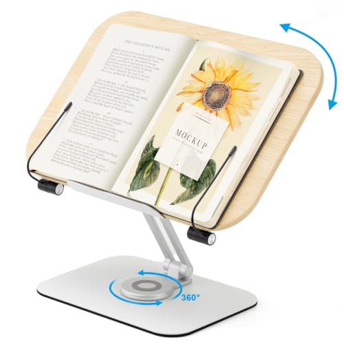 Verstellbarer ergonomischer Buchständer mit drehbarer Basis, Halterung aus Aluminiumlegierung für Lehrbücher, Notenblätter, Tablets und Kochbücher Verstellbarer ergonomischer Buchständer mit drehbarer Basis, Halterung aus Aluminiumlegierung für Lehrbücher, Notenblätter, Tablets und Kochbücher von Texvora