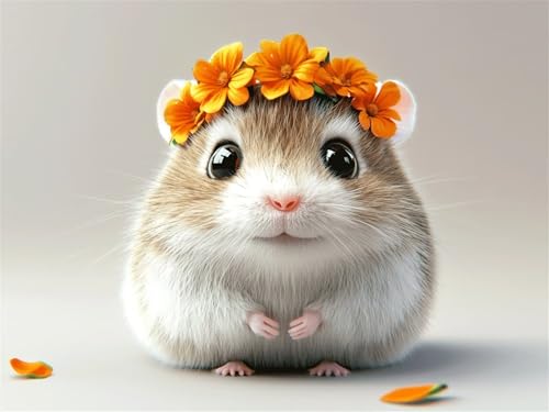 5D Diamond Painting Hamster, Tier Diamond Painting Erwachsene Bastelset DIY Vollbohrer Diamant Kunst Sets Gem Kreuzstich Einfache Kits für Anfänger, Crystal Malerei Home Wand Dekor 80x100cm, Model186 von Tgllzzca