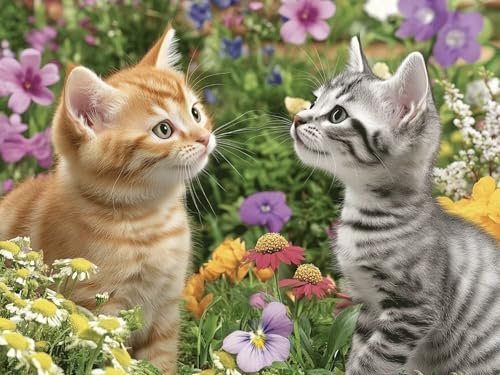 5D Diamond Painting Katze, Blumen Diamond Painting Erwachsene Bastelset DIY Vollbohrer Diamant Kunst Sets Gem Kreuzstich Einfache Kits für Anfänger, Crystal Malerei Home Wand Dekor 70x90cm, Model267 5D Diamond Painting Katze, Blumen Diamond Painting Erwachsene Bastelset DIY Vollbohrer Diamant Kunst Sets Gem Kreuzstich Einfache Kits für Anfänger, Crystal Malerei Home Wand Dekor 70x90cm, Model267 von Tgllzzca