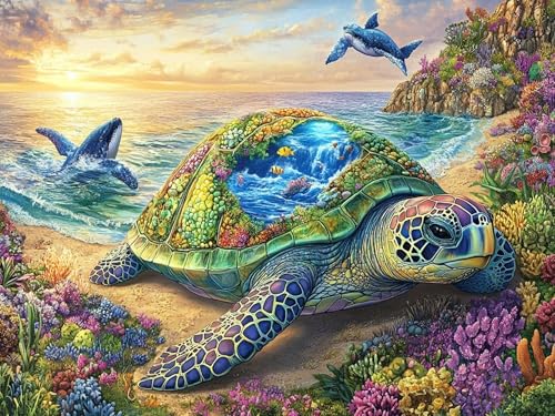 5D Diamond Painting Meeresschildkröten, Tier Diamond Painting Erwachsene Bastelset DIY Vollbohrer Diamant Kunst Sets Gem für Anfänger, Crystal Malerei Kunsthandwerk Home Wand Dekor 60x80cm, Model195 5D Diamond Painting Meeresschildkröten, Tier Diamond Painting Erwachsene Bastelset DIY Vollbohrer Diamant Kunst Sets Gem für Anfänger, Crystal Malerei Kunsthandwerk Home Wand Dekor 60x80cm, Model195 von Tgllzzca