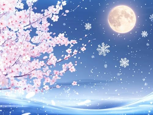 5D Diamond Painting Mond, Kirschblüten Diamond Painting Erwachsene Bastelset DIY Vollbohrer Diamant Kunst Sets Gem Kits für Anfänger, Crystal Malerei Kunsthandwerk Home Wand Dekor 40x50cm, Model177 5D Diamond Painting Mond, Kirschblüten Diamond Painting Erwachsene Bastelset DIY Vollbohrer Diamant Kunst Sets Gem Kits für Anfänger, Crystal Malerei Kunsthandwerk Home Wand Dekor 40x50cm, Model177 von Tgllzzca