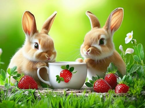 Kaninchen Diamond Painting Erwachsene Diamond Painting Erdbeere 5D DIY Runder Full Drill Diamanten Malerei Stickerei Bastelset Kits für Anfänger und Kinder, Geschenke Home Wand Dekor 90x120cm,Model284 Kaninchen Diamond Painting Erwachsene Diamond Painting Erdbeere 5D DIY Runder Full Drill Diamanten Malerei Stickerei Bastelset Kits für Anfänger und Kinder, Geschenke Home Wand Dekor 90x120cm,Model284 von Tgllzzca