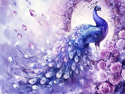 Pfau Diamond Painting Erwachsene Diamond Painting Blume 5D Runder Full Drill Diamanten Malerei Stickerei Kreuzstich Bastelset Kits für Anfänger und Kinder, Geschenke Home Wand Dekor 80x100cm, Model278 Pfau Diamond Painting Erwachsene Diamond Painting Blume 5D Runder Full Drill Diamanten Malerei Stickerei Kreuzstich Bastelset Kits für Anfänger und Kinder, Geschenke Home Wand Dekor 80x100cm, Model278 von Tgllzzca