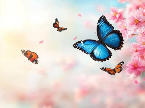 Schmetterling Diamond Painting Erwachsene Diamond Painting Blume 5D DIY Runder Full Drill Diamanten Malerei Bastelset Kits für Anfänger und Kinder, Geschenke Home Wand Dekor 100x130cm, Model167 von Tgllzzca