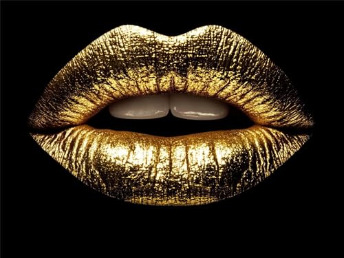 Schwarz Diamond Painting Erwachsene Diamond Painting Lippen 5D DIY Runder Full Drill Diamanten Malerei Kreuzstich Bastelset Kits für Anfänger und Kinder, Geschenke Home Wand Dekor 80x100cm, Model191 von Tgllzzca