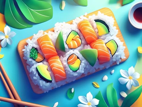 Sushi Diamond Painting Erwachsene Diamond Painting Küche 5D DIY Runder Full Drill Diamanten Malerei Stickerei Kreuzstich Bastelset Kits für Anfänger und Kinder, Home Wand Dekor 100x130cm, Model293 Sushi Diamond Painting Erwachsene Diamond Painting Küche 5D DIY Runder Full Drill Diamanten Malerei Stickerei Kreuzstich Bastelset Kits für Anfänger und Kinder, Home Wand Dekor 100x130cm, Model293 von Tgllzzca