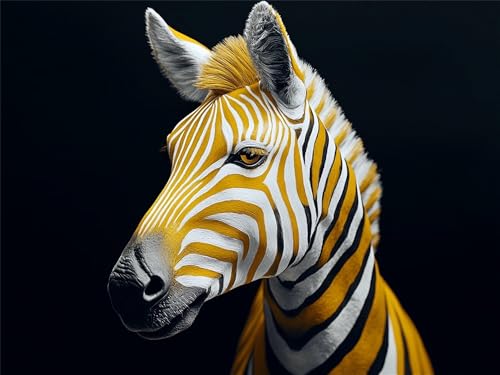 Zebra Diamond Painting Erwachsene Diamond Painting Tier 5D Runder Full Drill Diamanten Malerei Stickerei Kreuzstich Bastelset Kits für Anfänger und Kinder, Geschenke Home Wand Dekor 90x120cm, Model188 von Tgllzzca