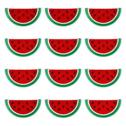 12 x Wassermelonen Aufnäher zum Aufbügeln Wassermelonen Bestickte Aufnäher Bestickte Obstmotiv für Kleidung Jacken Hüte Rucksäcke Jeans Accessoires von Tgsedr