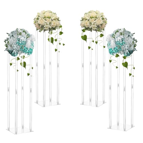 Dekorativer Blumenständer aus Acryl + LED-Lichterkette, geometrischer Tafelaufsatz, Standfuß, für Hochzeit, Zeremonie, Party, Empfang, Dekoration, 80 cm, 4 Stück Dekorativer Blumenständer aus Acryl + LED-Lichterkette, geometrischer Tafelaufsatz, Standfuß, für Hochzeit, Zeremonie, Party, Empfang, Dekoration, 80 cm, 4 Stück von Tgxncsd