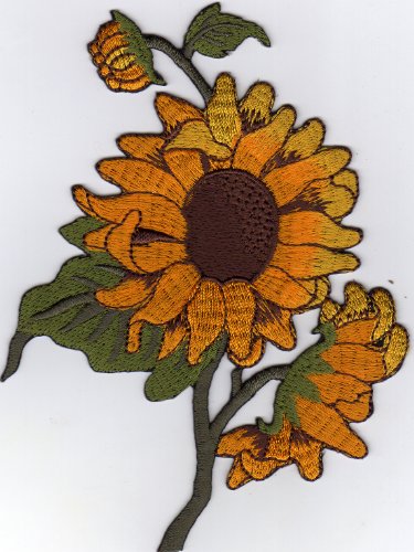 Aufnäher Bügelbild Applikation Iron on Patches Sonnenblume Blume hübsch von Thai-Market