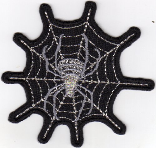 Aufnäher Bügelbild Applikation Iron on Patches Spinne im Netz Spider on Web von Thai-Market