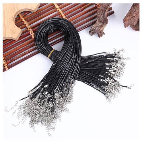 10 Stück 50cm Schwarz Gewachst Halskette Schnur Ketten zum Basteln 2mm Geflochtene Lederband Kette DIY Schmuckherstellung Halskettenband Mit Verschluss Hummer Schließe Und Verlängerungskette Seil 10 Stück 50cm Schwarz Gewachst Halskette Schnur Ketten zum Basteln 2mm Geflochtene Lederband Kette DIY Schmuckherstellung Halskettenband Mit Verschluss Hummer Schließe Und Verlängerungskette Seil von ThaiRoot